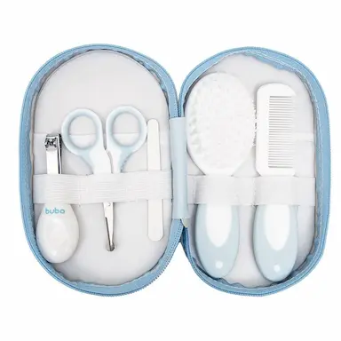 KIT HIGIENE E CUIDADOS DO BEBê 5 PEçAS COM ESTOJO AZUL BUBA