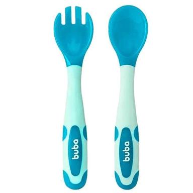 KIT DE TALHER INFANTIL FLEXíVEL E TERMOSSENSíVEL AZUL - BUBA