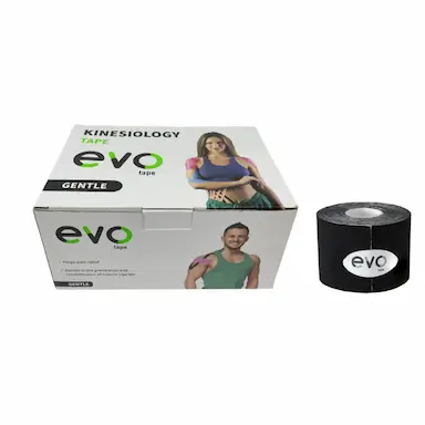 BANDAGEM ELáSTICA EVO TAPE GENTLE KINESIO KIT 12 ROLOS - PRETA