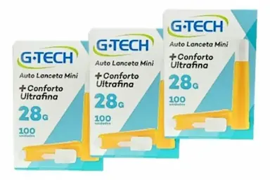 KIT AUTO LANCETA MINI 28G 3 CX 100UN ULTRAFINA CONFORTO - G-TECH