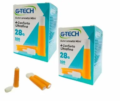KIT AUTO LANCETA MINI 28G 2 CX 100 ULTRAFINA CONFORTO - G-TECH