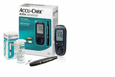 KIT MEDIDOR DE GLICOSE ACTIVE COMBO COMPLETO ACCU-CHEK COM TIRAS + LANCETAS + CANETA LANCETADORA SOFTCLIX