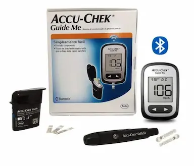 KIT MEDIDOR DE GLICOSE GUIDE ME COMBO ACCU-CHEK COMPLETO COM TIRAS + LANCETAS + CANETA LANCETADORA SOFTCLIX