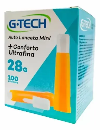 AUTO LANCETA MINI G-TECH 28G 100 UNIDADES ULTRAFINA CONFORTO