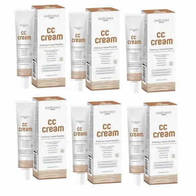KIT SKINSCIENCE DERMA CC CREAM BEGE MéDIO CIMED 30ML - 6 UN