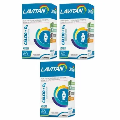 KIT 3 LAVITAN CáLCIO + VITAMINA D3 CIMED 60COMPRIMIDOS