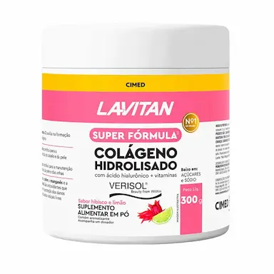 COLáGENO HIDROLISADO VERISOL + ACIDO HIALURôNICO 300G CIMED Hibisco E Limão