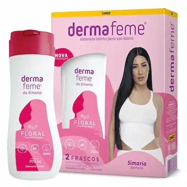 SABONETE INTIMO DERMAFEME FLORAL 2 FRASCOS DE 200ML CIMED