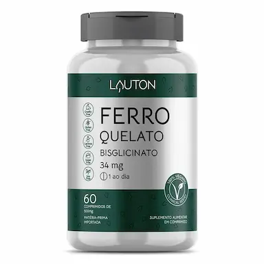 FERRO QUELATO | LAUTON NUTRITION - 500MG 60COMP = 60 DIAS SEM Sabor