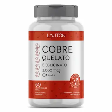 COBRE QUELATO | LAUTON NUTRITION 500MG - 60COMP = 60DIAS Neutro