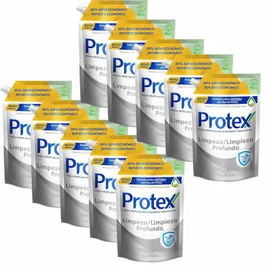 KIT 10 REFIL SABONETE LíQUIDO PROTEX LIMPEZA PROFUNDA 900ML