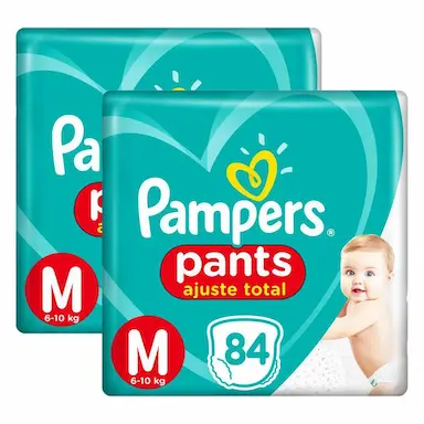 KIT 168 FRALDA PAMPERS PANTS AJUSTE TOTAL TOP TAMANHO M
