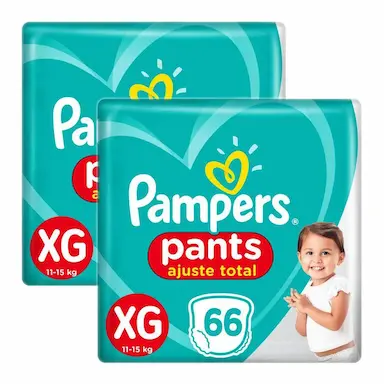 KIT 132 FRALDA PAMPERS PANTS AJUSTE TOTAL TOP TAMANHO XG