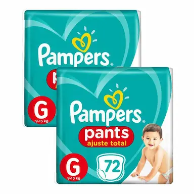 KIT 144 FRALDA PAMPERS PANTS AJUSTE TOTAL TOP TAMANHO G