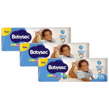 KIT 3 FRALDAS BABYSEC GALINHA PINTADINHA ULTRASEC HIPER TAMANHO XXG 52 UNIDADES CADA
