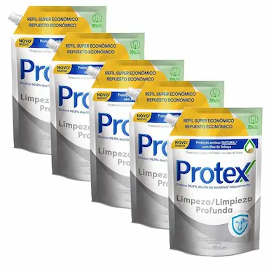 KIT 5 REFIL SABONETE LíQUIDO PROTEX LIMPEZA PROFUNDA 900ML