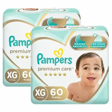 KIT FRALDA PAMPERS PREMIUM CARE JUMBO TAMANHO XG COM 120 UNIDADES