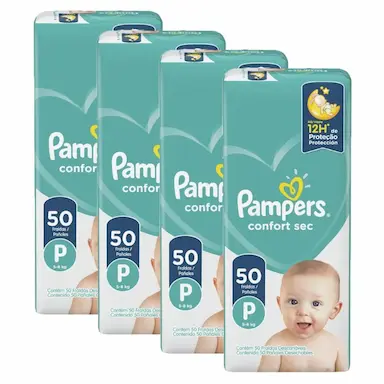 KIT FRALDA PAMPERS CONFORT SEC TAMANHO P COM 200 UNIDADES