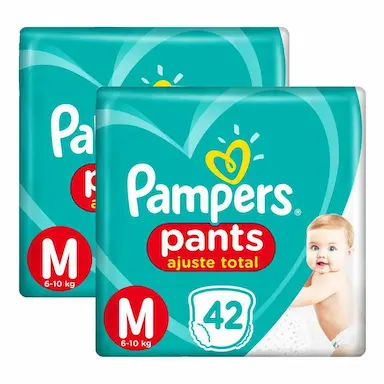 KIT FRALDAS PAMPERS PANTS AJUSTE TOTAL MEGA M 84 TIRAS