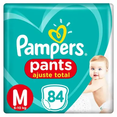 FRALDA PAMPERS PANTS AJUSTE TOTAL JUMBO M 84 UNIDADES
