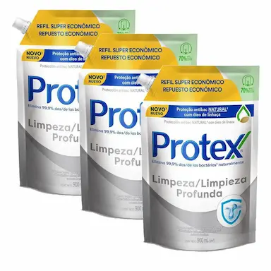 KIT 3 REFIL SABONETE LíQUIDO PROTEX LIMPEZA PROFUNDA 900ML