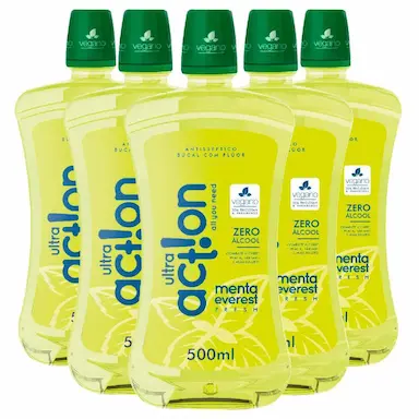 KIT 5 ANTISSéPTICO BUCAL ULTRA ACTION MENTA EVEREST 500ML