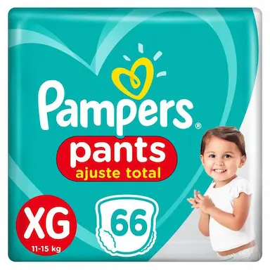 FRALDA PAMPERS PANTS AJUSTE TOTAL JUMBO XG 66 UNIDADES