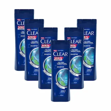 KIT 6 SHAMPOOS CLEAR MEN ANTICASPA ICE COOL MENTHOL 400ML