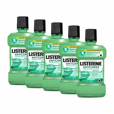 KIT 5 ANTISSéPTICO BUCAL LISTERINE ANTICáRIES ZERO 500ML