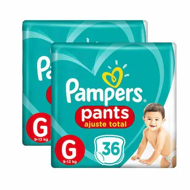 KIT FRALDAS PAMPERS PANTS AJUSTE TOTAL MEGA G 72 TIRAS