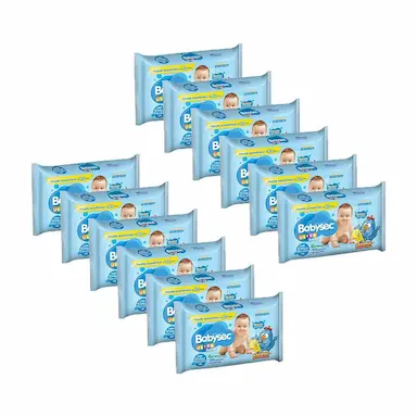 KIT 12 LENçOS UMEDECIDOS BABYSEC GALINHA PINTADINHA ULTRAFRESH 92 UNIDADES CADA