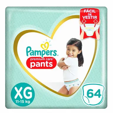 FRALDA PAMPERS PANTS PREMIUM CARE JUMBO XG 64 UNIDADES