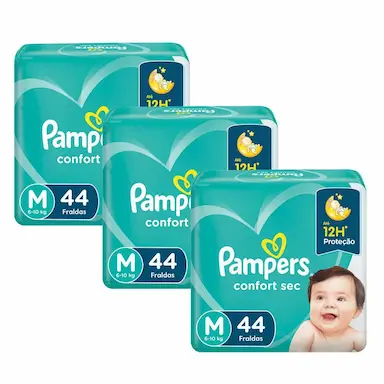 KIT FRALDA PAMPERS CONFORT SEC M COM 132 TIRAS
