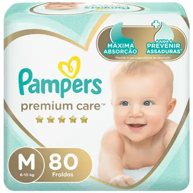 FRALDA PAMPERS PREMIUM CARE JUMBO M 80 UNIDADES