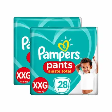 KIT FRALDAS PAMPERS PANTS AJUSTE TOTAL MEGA XXG 56 TIRAS