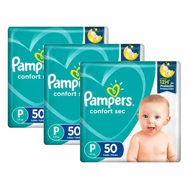 KIT FRALDA PAMPERS CONFORT SEC TAMANHO P COM 150 UNIDADES