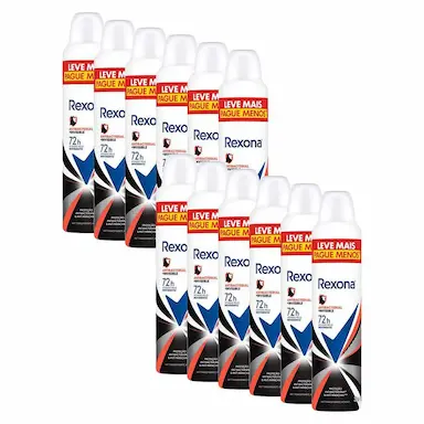 KIT COM 12 DESODORANTES ANTITRANSPIRANTES AEROSOL REXONA ANTIBACTERIAL + INVISIBLE 250ML
