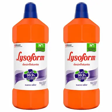 KIT 2 DESINFETANTE BRUTO LYSOFORM USO GERAL SUAVE ODOR 1L