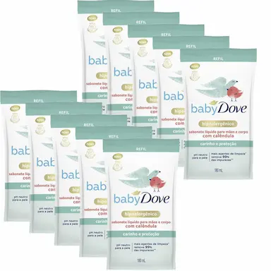 KIT 10 REFIL SABONETE LíQUIDO BABY DOVE CARINHO E PROTEçãO 180ML