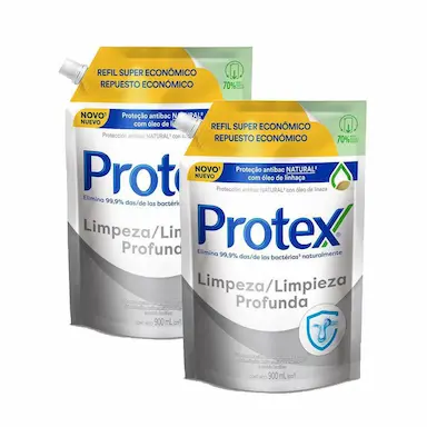 KIT 2 REFIL SABONETE LíQUIDO PROTEX LIMPEZA PROFUNDA 900ML