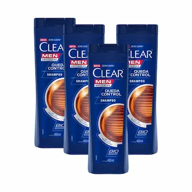 KIT 4 SHAMPOOS CLEAR MEN ANTICASPA QUEDA CONTROL 400ML