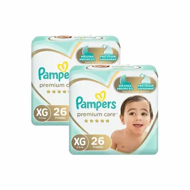 KIT FRALDA PAMPERS PREMIUM CARE MEGA TAMANHO XG 52 UNIDADES