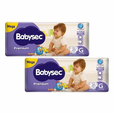 KIT 2 FRALDAS BABYSEC GALINHA PINTADINHA PREMIUM TAMANHO G 26 UNIDADES CADA