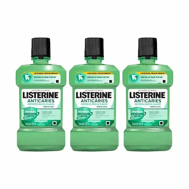 KIT 3 ANTISSéPTICO BUCAL LISTERINE ANTICáRIES ZERO 500ML