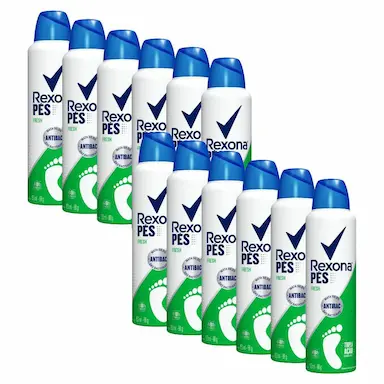 KIT COM 12 DESODORANTES PARA PéS AEROSOL REXONA FRESH 48H 153ML