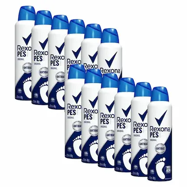 KIT COM 12 DESODORANTES PARA PéS AEROSOL REXONA ORIGINAL 48H 153ML