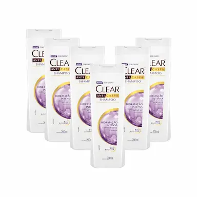 KIT 6 SHAMPOOS ANTICASPA CLEAR WOMEN HIDRATAçãO INTENSA 200ML