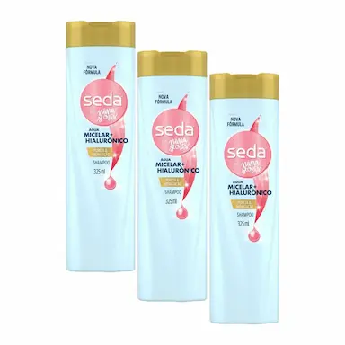 KIT 3 SHAMPOOS SEDA BY NIINA SECRETS ÁGUA MICELAR + HIALURôNICO 325ML CADA
