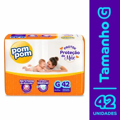 FRALDA POM POM DERMA PROTEK MEGA G COM 42UN