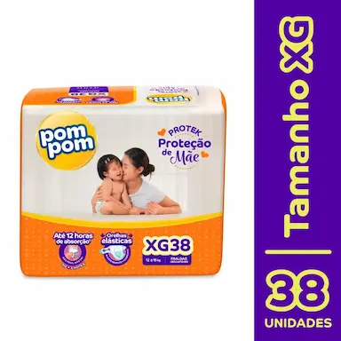 FRALDA POM POM PROTEK PROTEçãO DE MãE MEGA XG COM 38UN